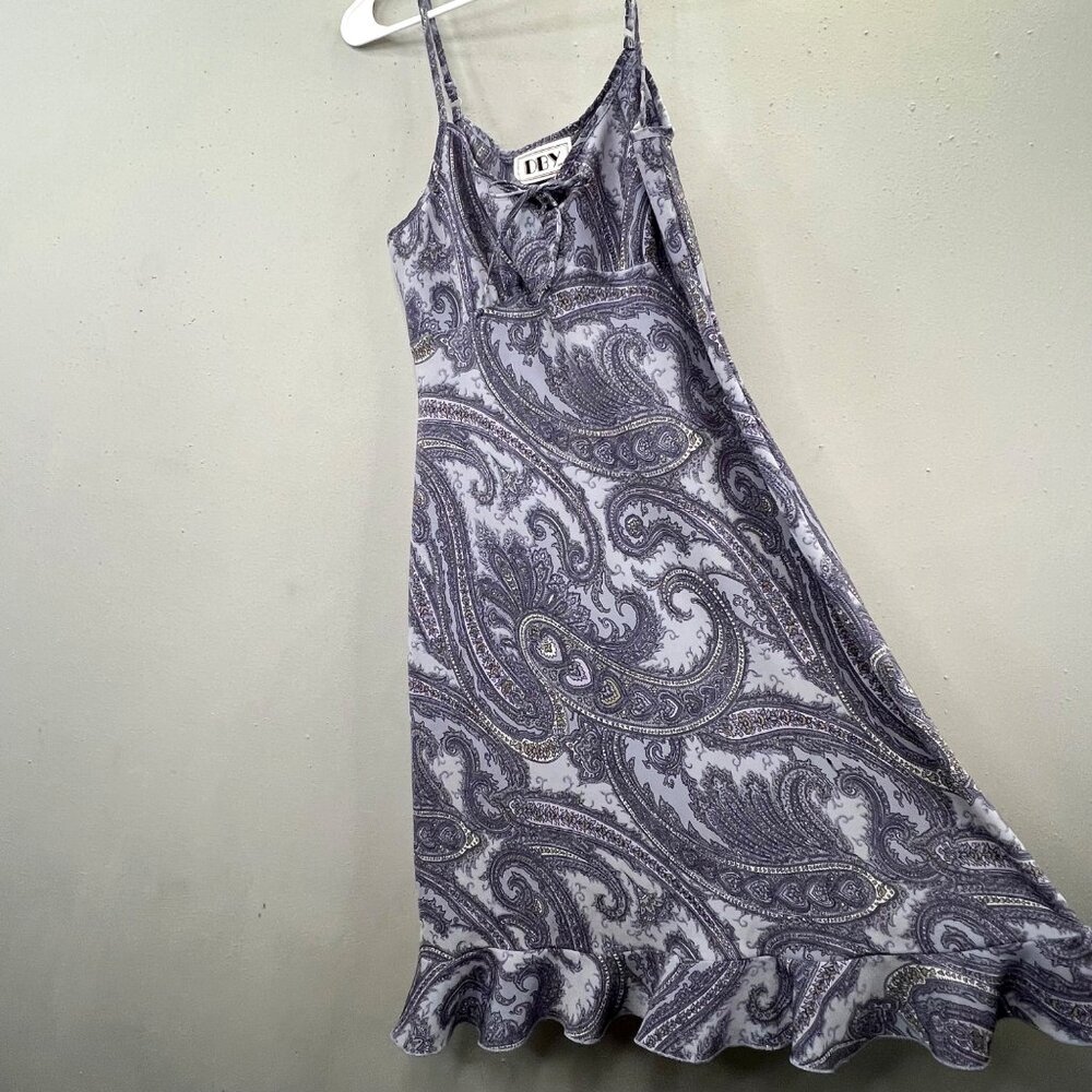 Vintage Y2K DBY Ltd Paisley Dress 11/12 Purple Lilac Peplum Sleeveless